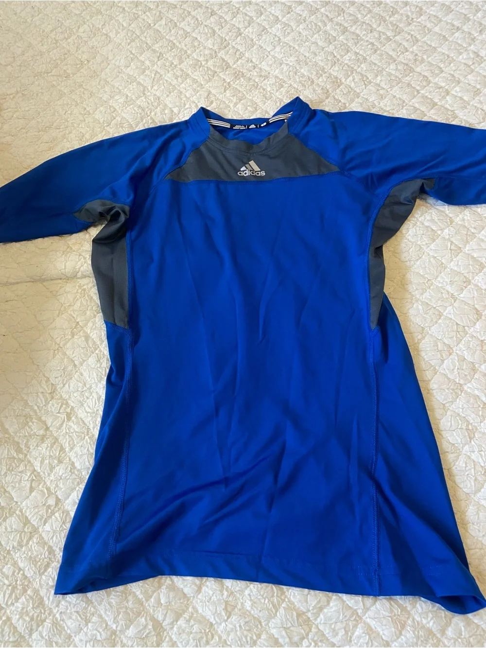adidas Royal Blue and Dark Gray Short Sleeve Training Top